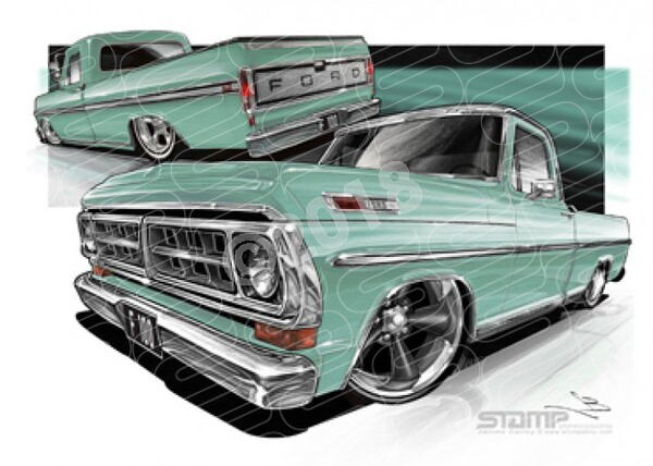 F100 1970 F100 LIGHT GREEN A1 STRETCHED CANVAS (FT512)
