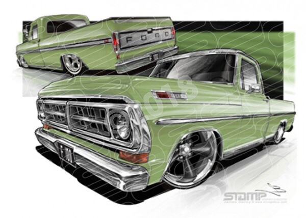 FORD 1970 F100 LIGHT OLIVE GREEN A1 STRETCHED CANVAS (FT513)