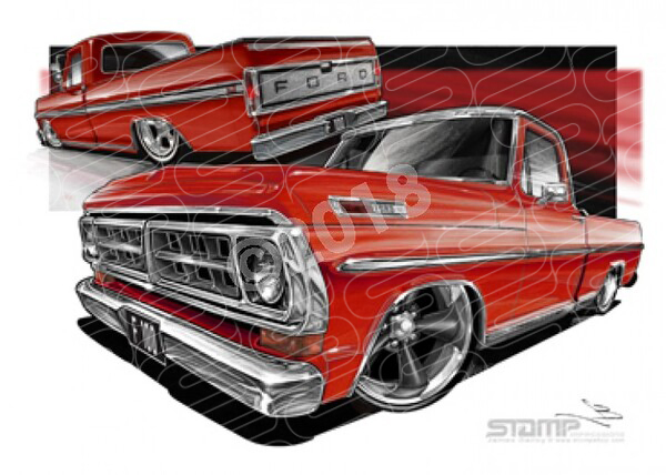 FORD 1970 F100 RED A1 STRETCHED CANVAS (FT514)