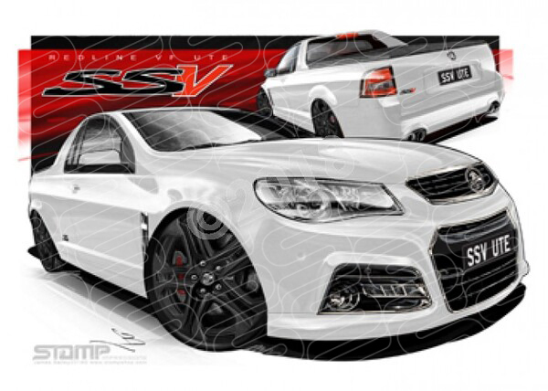 HOLDEN VF II SSV REDLINE UTE HERON WHITE A1 STRETCHED CANVAS (HC821)