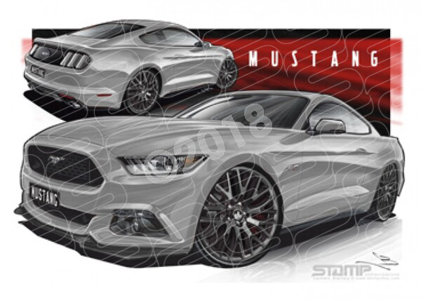 Mustang 2016 GT INGOT SILVER A1 STRETCHED CANVAS (FT352)