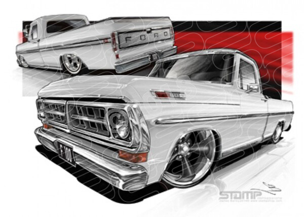 FORD 1970 F100 WHITE A1 STRETCHED CANVAS (FT515)