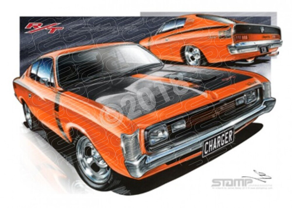 Classic VALIANT E38 CHARGER ORANGE A1 STRETCHED CANVAS (C005)