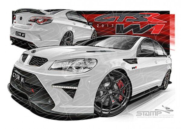 HSV GTSR W1 HERON WHITE A1 STRETCHED CANVAS HOLDEN MAN CAVE CAR ART