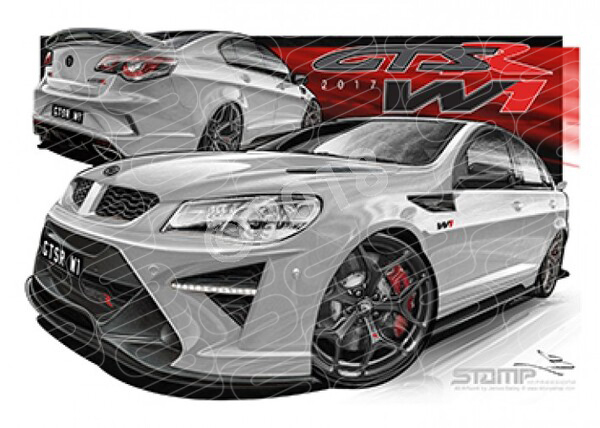 HSV GTSR W1 NITRATE SILVER A1 STRETCHED CANVAS CAR ART