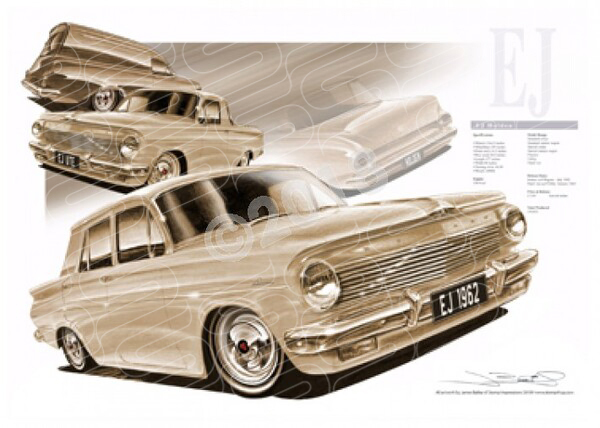 HOLDEN EJ 1962 COMPILATION SEPIA TONE A1 STRETCHED CANVAS WALL ART PICTURE