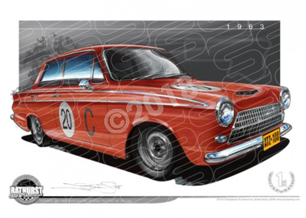 Bathurst Legends 1963 CORTINA HARRY FIRTH / BOB JANE A1 STRETCHED CANVAS (B001)