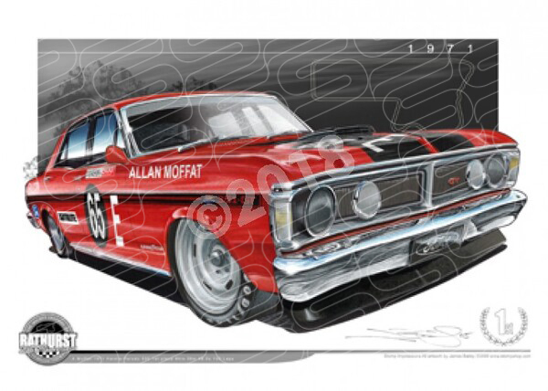 Bathurst Legends 1971 FORD XY GT-HO PHASE 2 ALLAN MOFFAT A1 STRETCHED CANVAS (B009)