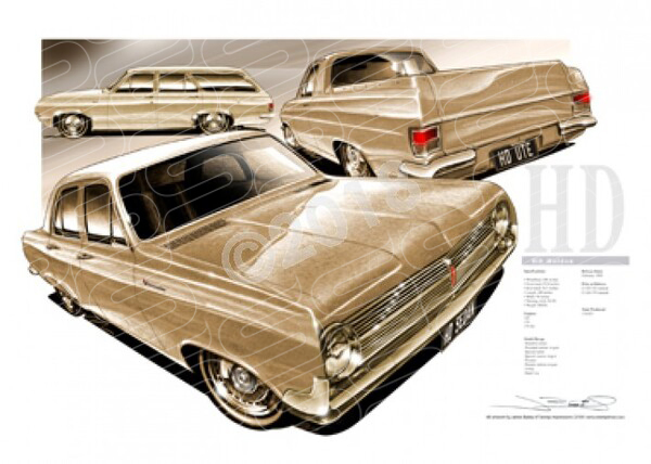 1965 HOLDEN HD COMPILATION SEPIA TONE A1 STRETCHED CANVAS (HL07)