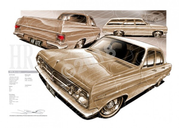 1966 HOLDEN HR COMPILATION SEPIA TONE A1 STRETCHED CANVAS (HL08)