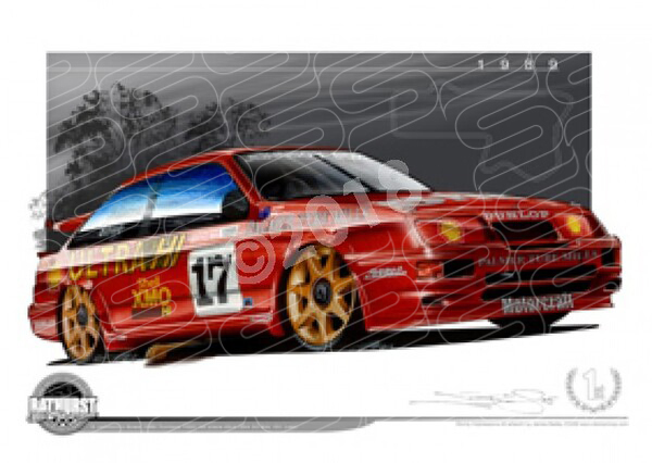 Bathurst Legends 1989 FORD SIERRA RS500 DICK JOHNSON / JOHN BOWE A1 STRETCHED CANVAS (B027)