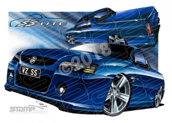 HOLDEN VZ SS UTE IMPULSE BLUE A1 STRETCHED CANVAS (HC104)