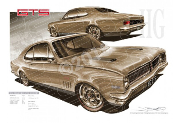 1968 HOLDEN HG MONARO SEPIA TONE A1 STRETCHED CANVAS (HL13)