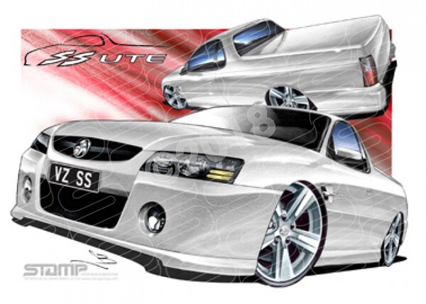 HOLDEN VZ SS UTE WHITE A1 STRETCHED CANVAS (HC106)