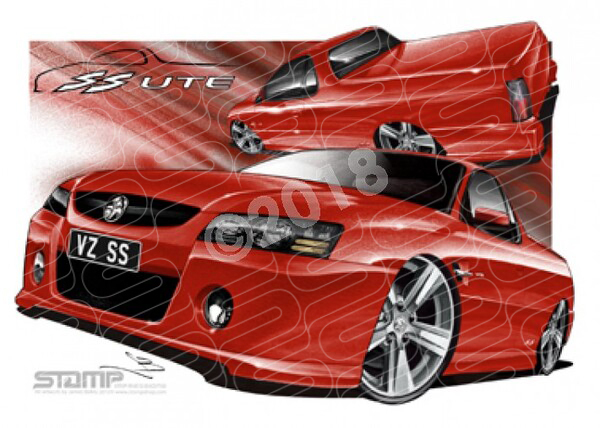HOLDEN VZ SS UTE REDHOT A1 STRETCHED CANVAS (HC107)
