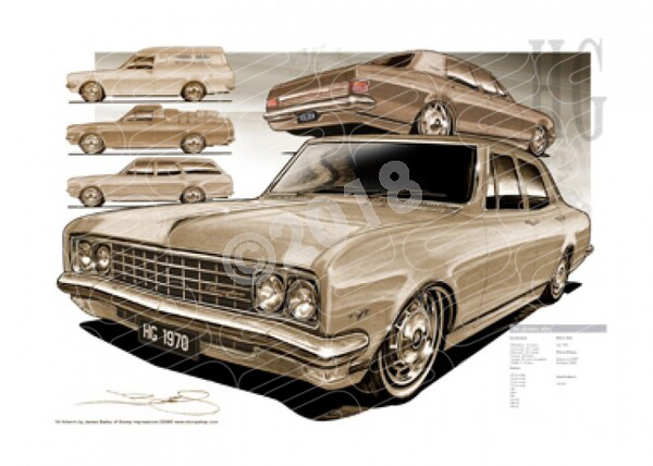 Classic HG 1970 HOLDEN HG SERIES COMPILATION SEPIA TONE A1 STRETCHED CANVAS (HL19)