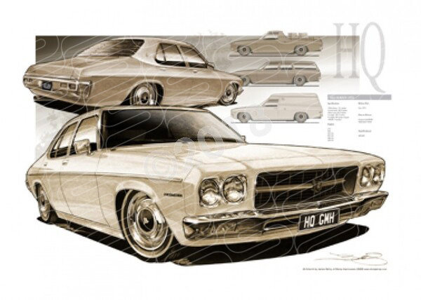 1971 HOLDEN HQ COMPILATION SEPIA TONE A1 STRETCHED CANVAS (HL20)