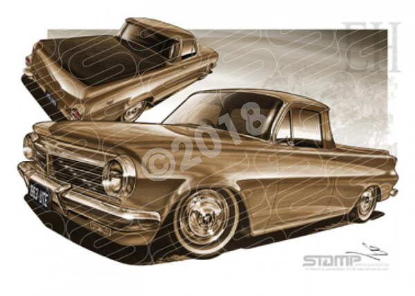 HOLDEN EH UTE SEPIA TONE A1 STRETCHED CANVAS (HL28)
