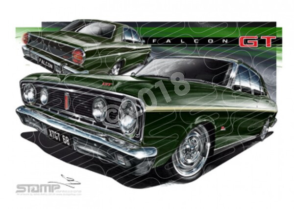 FORD XT GT FALCON ZIRCON GREEN A1 STRETCHED CANVAS (FT066)