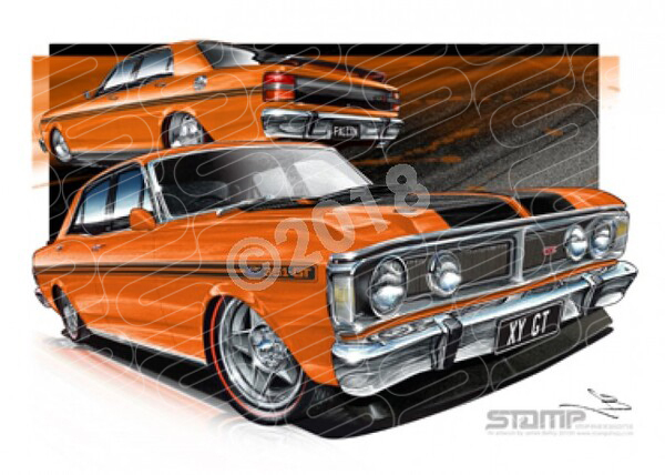 FORD XY GT FALCON RAW ORANGE A1 STRETCHED CANVAS (FT075)