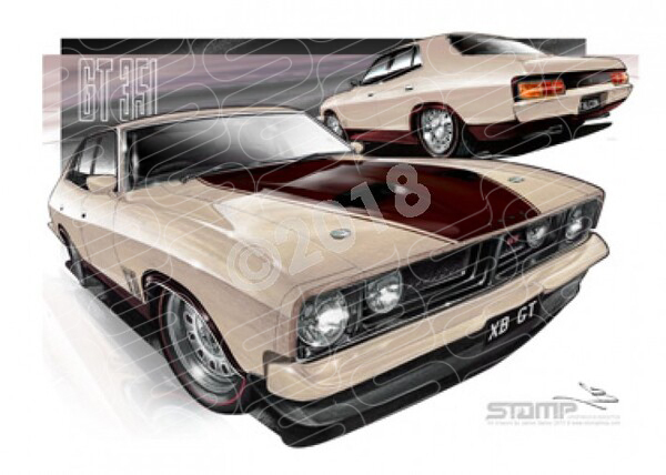 FORD XB GT FALCON SEDAN SANDSTONE A1 STRETCHED CANVAS (FT091)