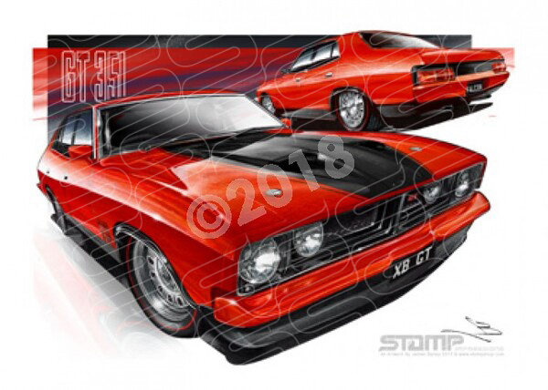 FORD XB GT FALCON SEDAN RED PEPPER A1 STRETCHED CANVAS (FT095)