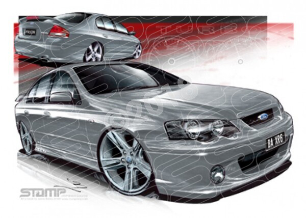 FORD BA XR6 TURBO MECURY SILVER A1 STRETCHED CANVAS (FT156)