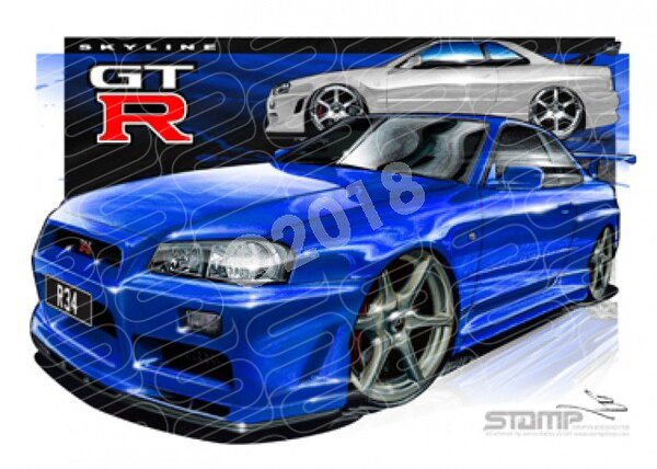 Imports Nissan SKYLINE GTR R34 V SPEC A1 STRETCHED CANVAS (S014)