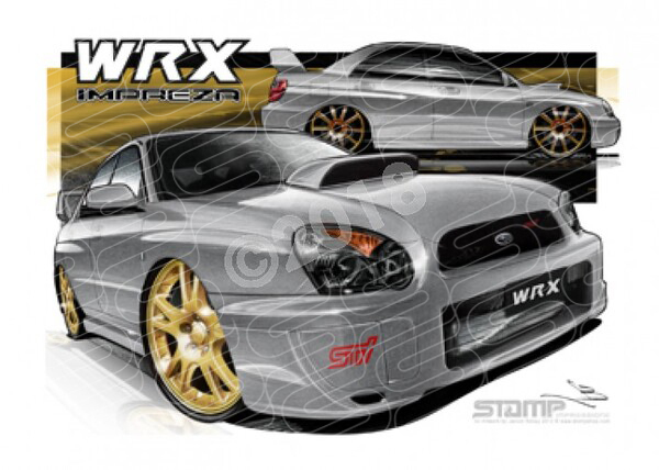 Imports Subaru WRX 2004 STI IMPREZA SILVER A1 STRETCHED CANVAS (S022)