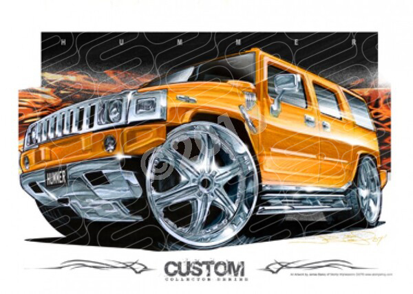 HUMMER H2 YELLOW CUSTOM A1 STRETCHED CANVAS (D001)