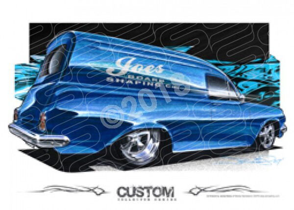 1963 HOLDEN EH PANELVAN BLUE A1 STRETCHED CANVAS (D006)