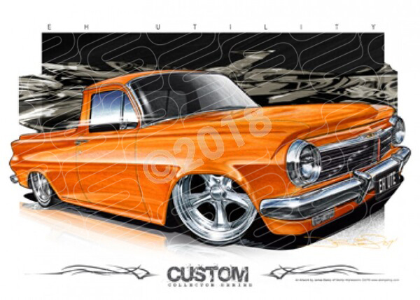 Ute EH 1963 HOLDEN EH UTILITY CUSTOM ORANGE A1 STRETCHED CANVAS (D007)