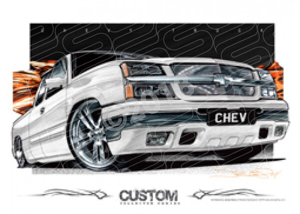 CHEVY SILVERADO TRUCK WHITE A1 STRETCHED CANVAS (D020)