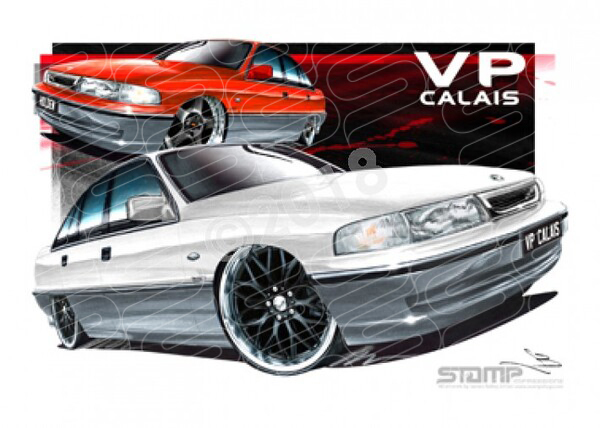 HOLDEN COMMODORE VP CALAIS WHITE AND RED A1 STRETCHED CANVAS (HC166)