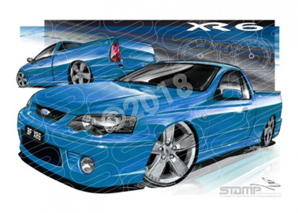 FORD BF XR6 FALCON UTE BLUE PRINT A1 STRETCHED CANVAS (FT176)