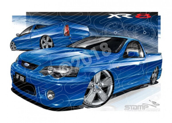 Ute BF XR8 UTE BF XR8 FALCON UTE SHOCK WAVE BLUE A1 STRETCHED CANVAS (FT180)