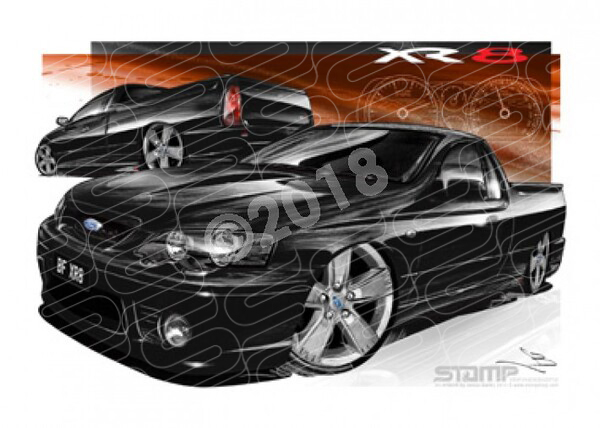 Ute BF XR8 UTE BF XR8 FALCON SILHOUETTE BLACK A1 STRETCHED CANVAS (FT181)
