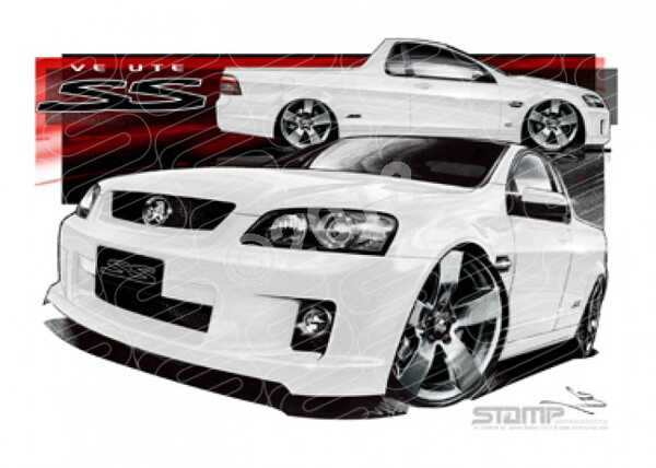 HOLDEN VE SS UTE HERON WHITE A1 STRETCHED CANVAS (HC170)