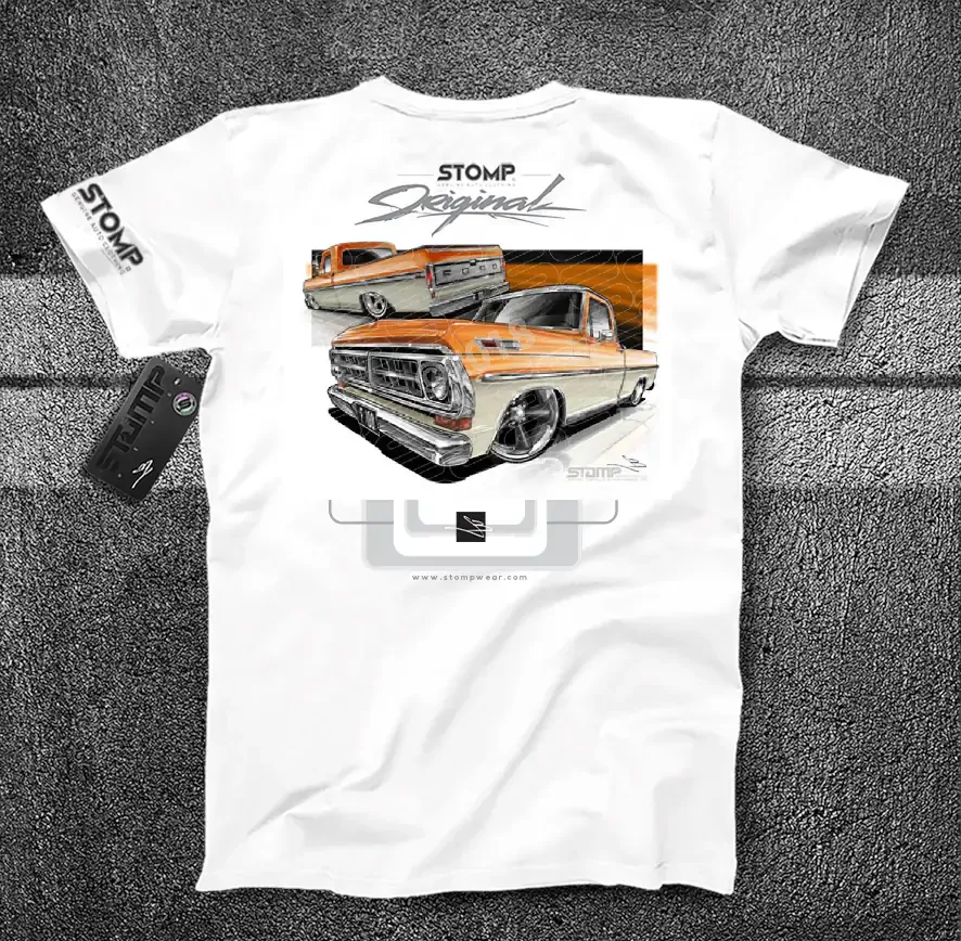 Ford F100 ORANGE OVER CREAM Mens T-Shirt [Size: S] Personalised:No 