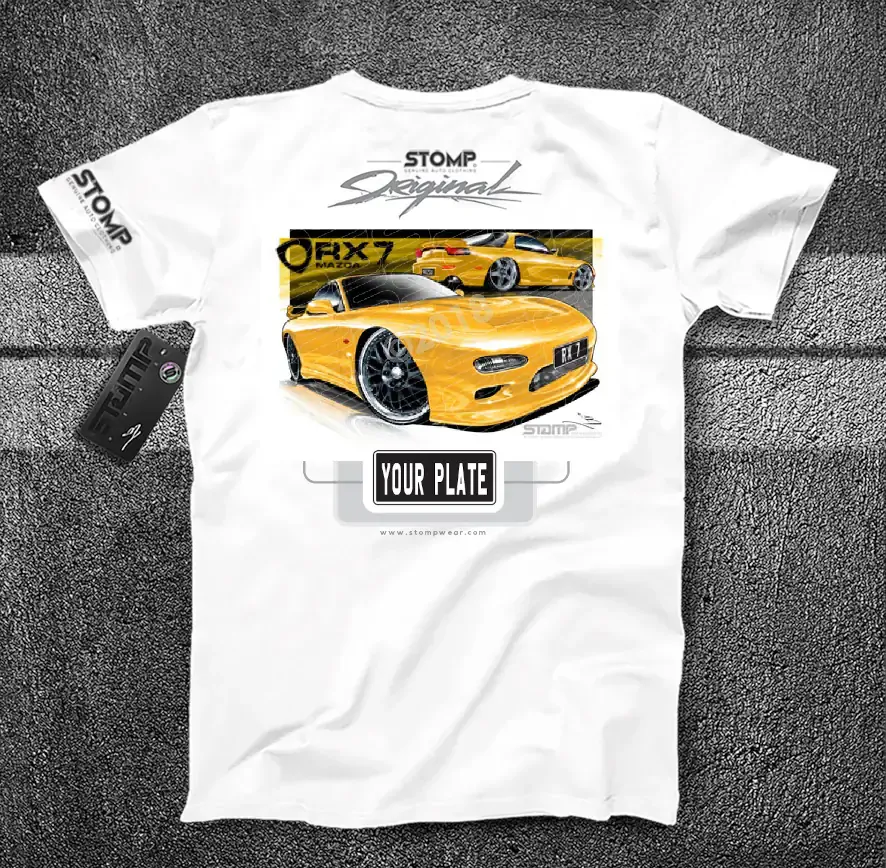 Mazda RX7 GEN 3 YELLOW Personalised Car T-Shirt