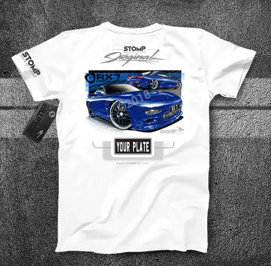 Mazda RX7 GEN 3 BLUE Personalised Car T-Shirt