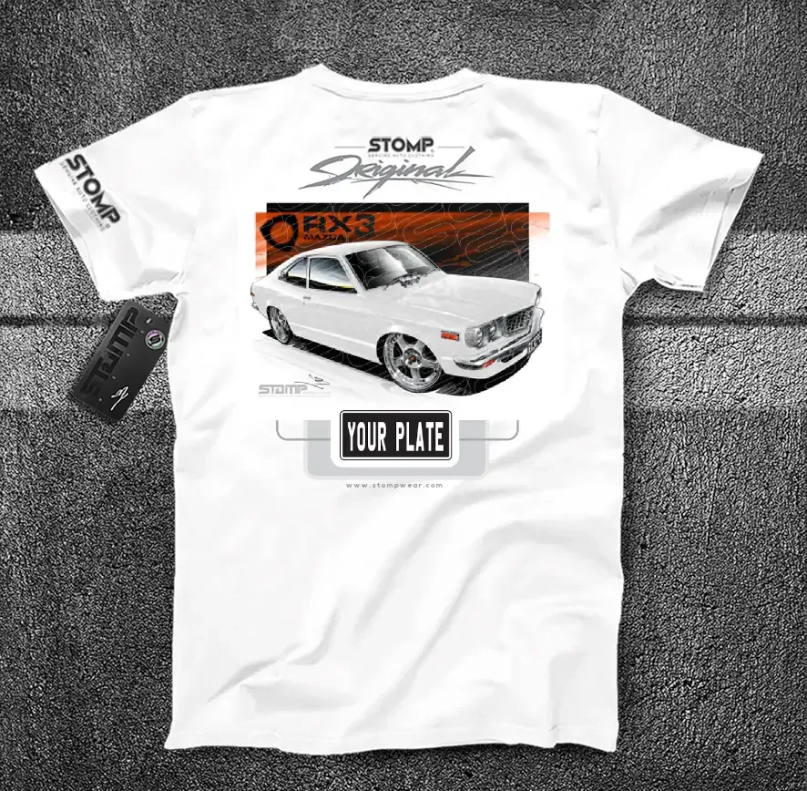 Mazda RX3 CPE WHITE Personalised Car T-Shirt