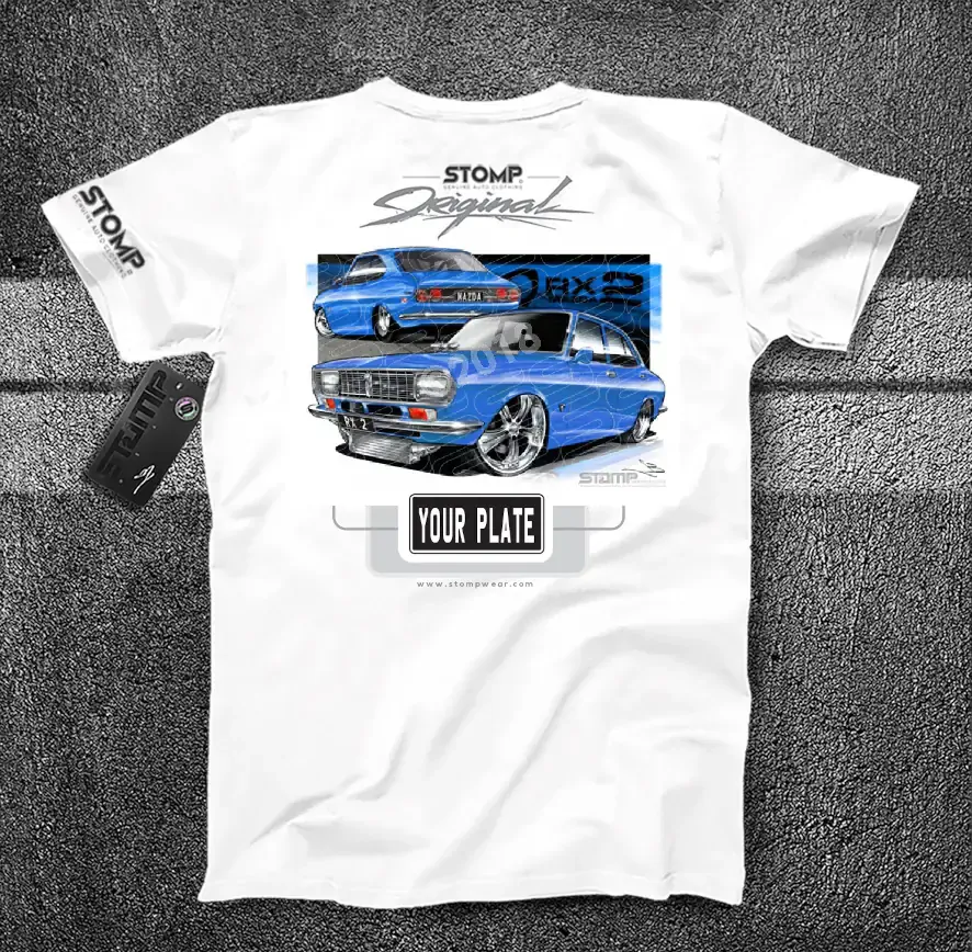 Mazda RX2 BLUE Personalised Car T-Shirt