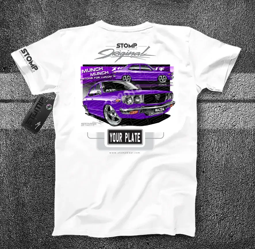 Mazda RX3 PURPLE Personalised Car T-Shirt
