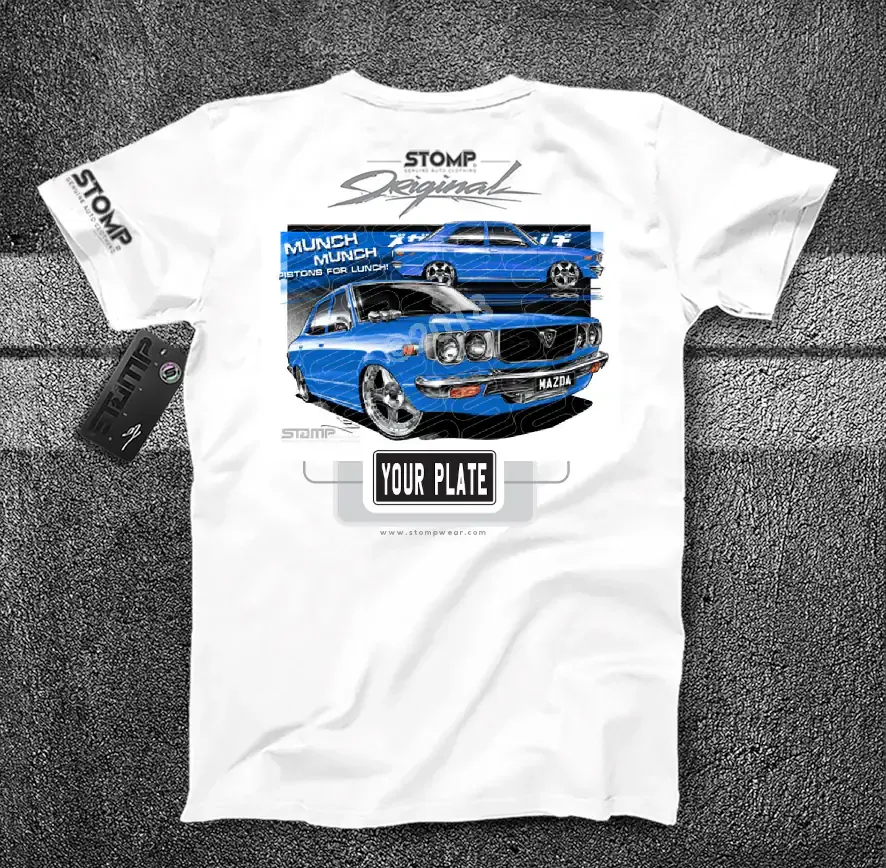 Mazda RX3 BLUE Personalised Car T-Shirt