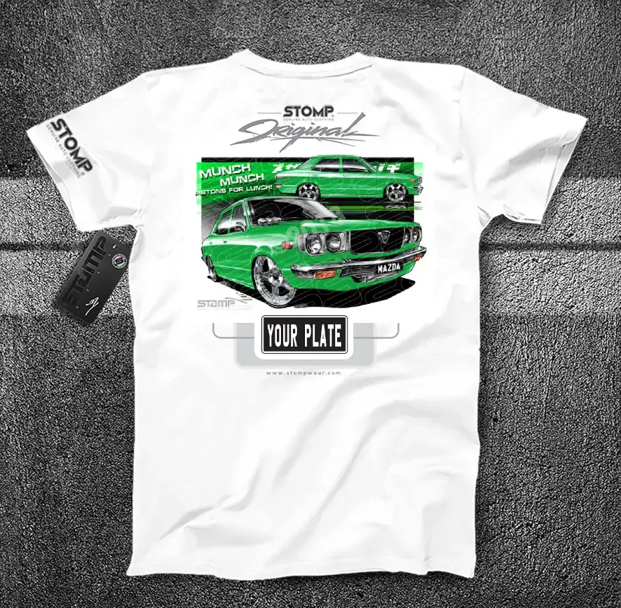 Mazda RX3 GREEN Personalised Car T-Shirt