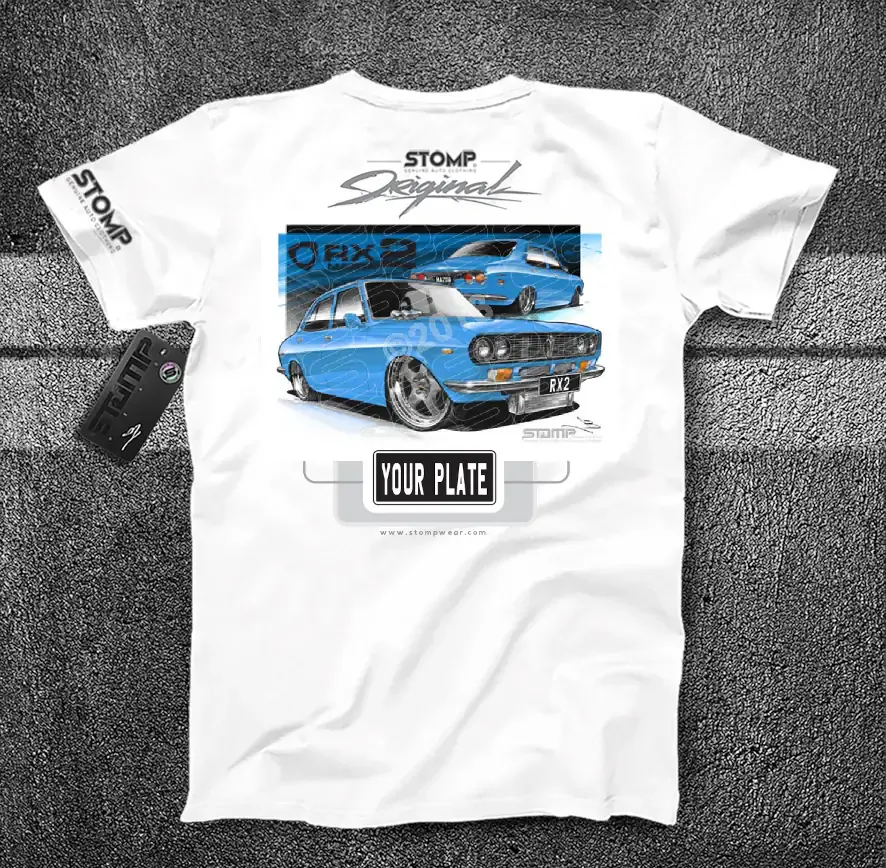 Mazda RX2 BLUE Personalised Car T-Shirt