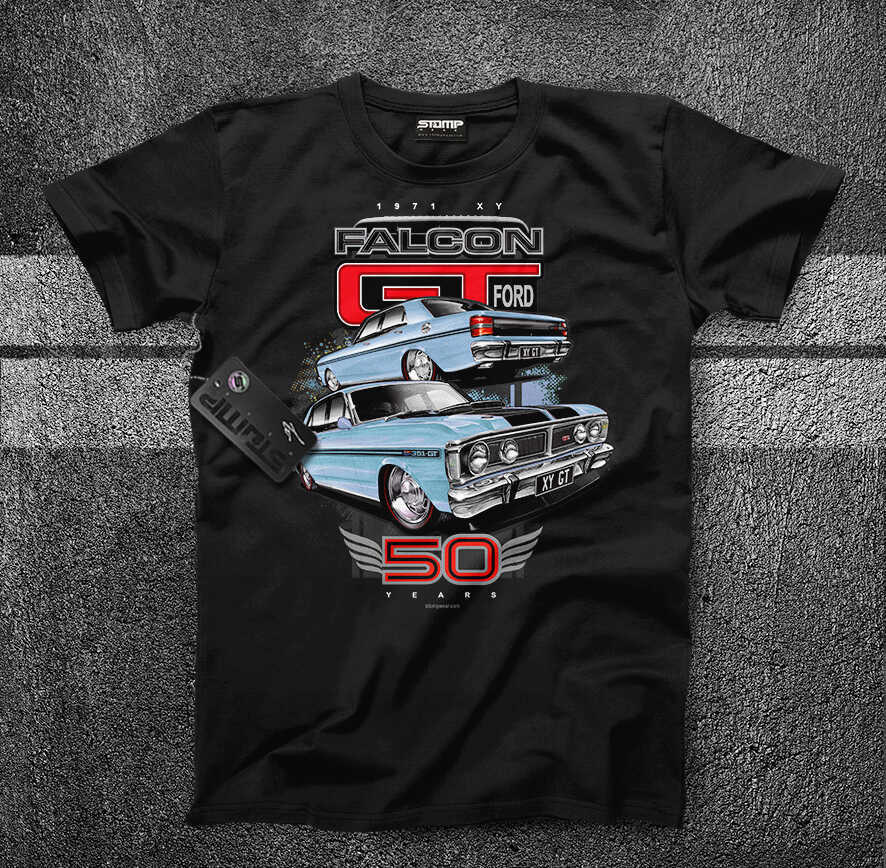 FORD XY GT FALCON (1970 - 1972) Mens T-Shirt [Size: S] Personalised:No [BLUE ICE BLACK STRIPE]