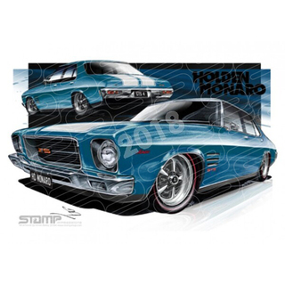 Holden HQ Monaro GTS4 CYAN METALLIC WHITE STRIPES A1 STRETCHED CANVAS (HC252)